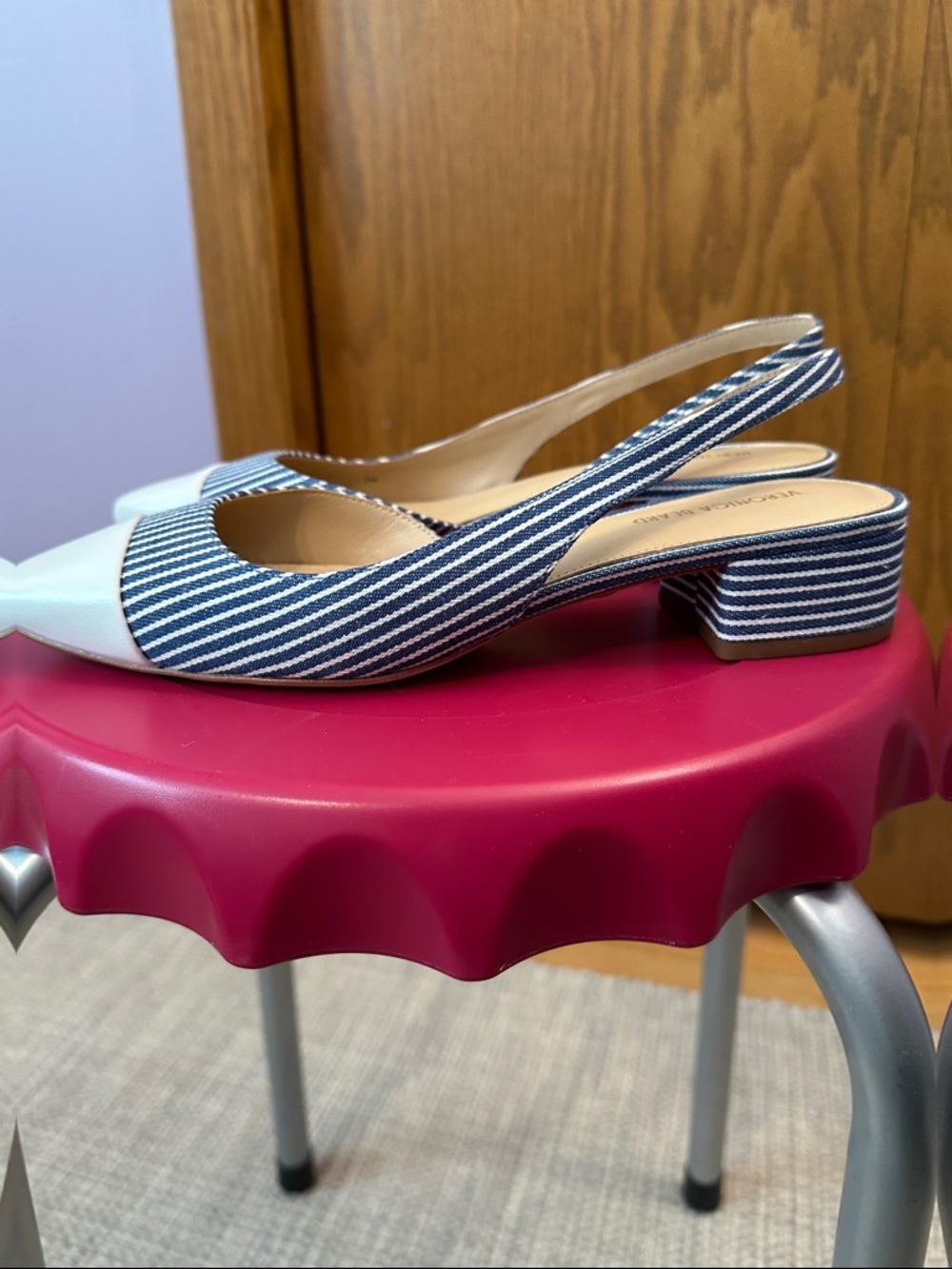 Veronica Beard Cecile Pinstripe Slingback Shoes size 7. - Picture 8 of 14